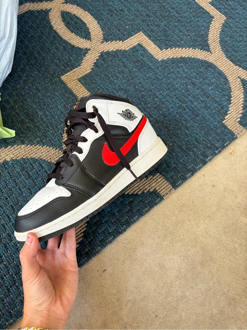 Nike Men's Black White Red Air Jordan-Style High Top Sneakers